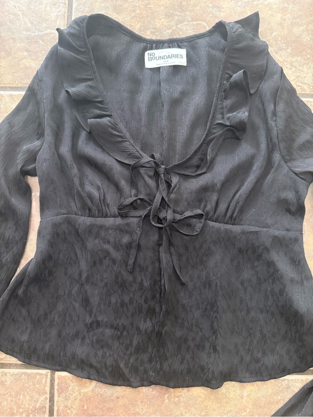 Vintage NOBO Y2K Fairy Grunge Black Tie Front Babydoll Top | Whimsigoth Small